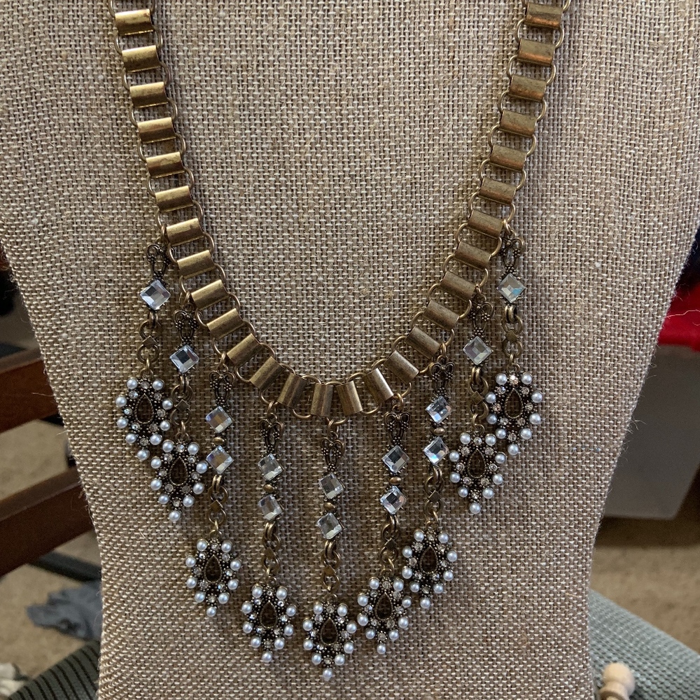 pearl and diamond accent necklace - vintage style